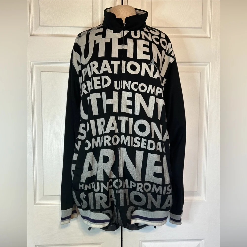 Vtg 90's Y2K Jordan Flight Retro 5 Grape Spell Out Graphic XL Black Track Jacket